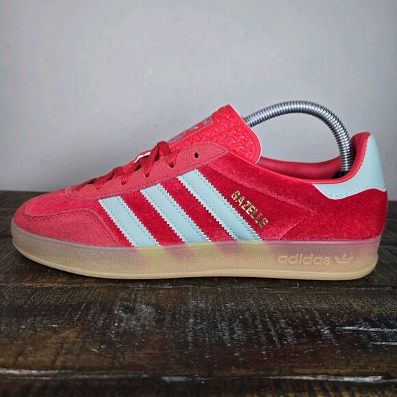 NEW adidas Gazelle Indoor Womens Size 11 Shoes Scarlet Red Hazy Green IG6786 - Picture 7 of 12